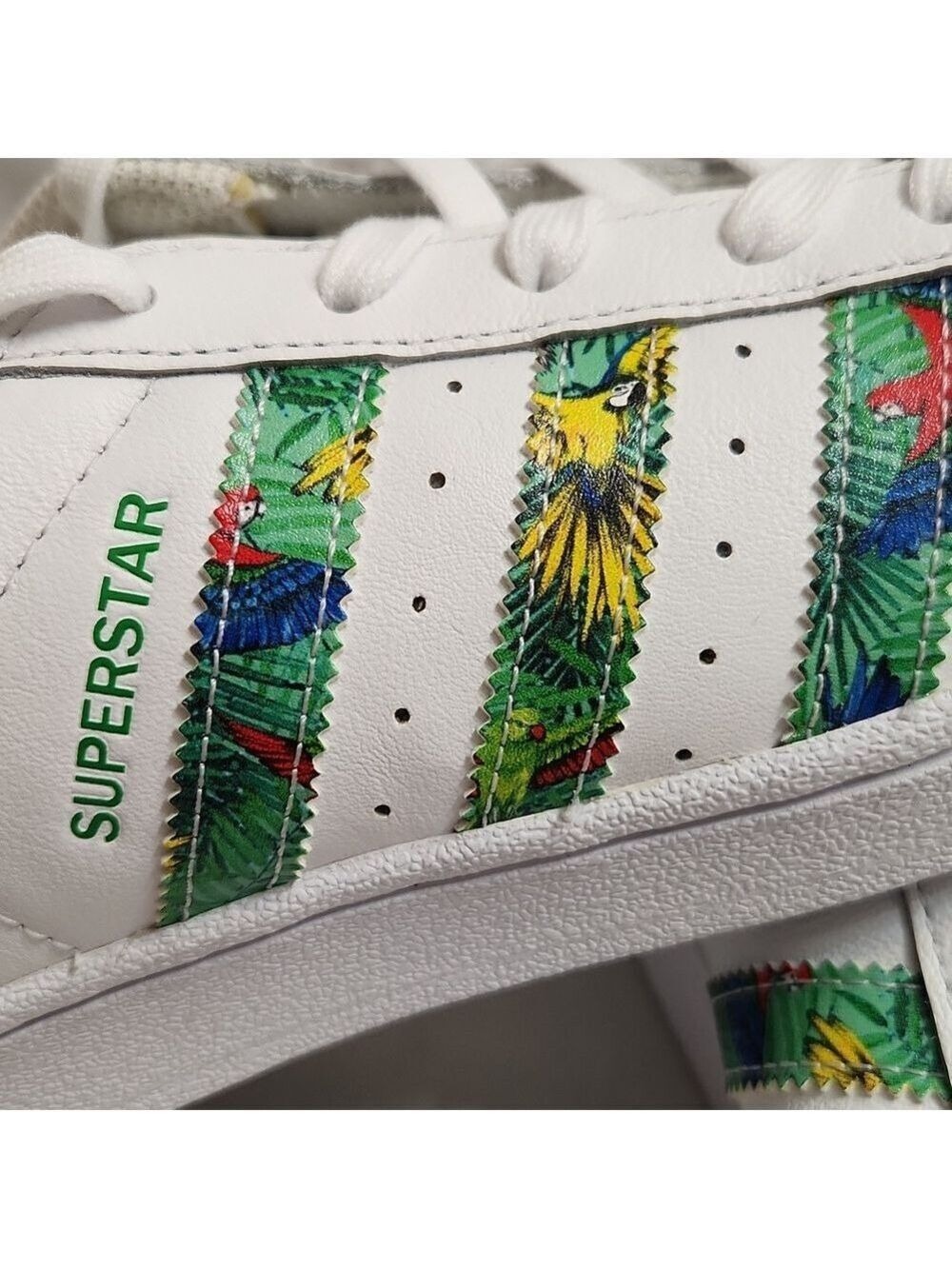 Adidas Superstar Tropical Floral Stripes White Leather Sneakers  (M Size 7) - Picture 8 of 16